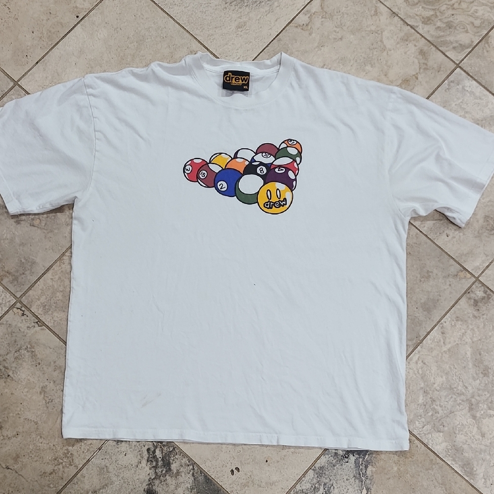 DREW White Tee with Billiard Ball Graphic